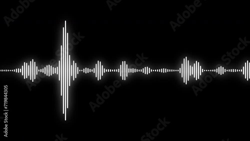 4k abstract music sound wave or audio wavefrom isolated on black background.Line digital minimalist voice and soundtrack. photo
