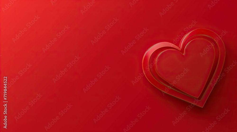 Valentine's Day red background with red heart shape. Copy space, space for text - AI Generated Abstract Art Valentine's Day red background with red heart shape. Copy space, space for text - AI Generated Abstract Art