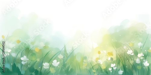 green watercolor flower on white background, green watercolor foliage abstract background. spring, eco nature theme