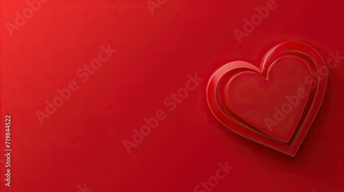 Valentine's Day red background with red heart shape. Copy space, space for text - AI Generated Abstract Art