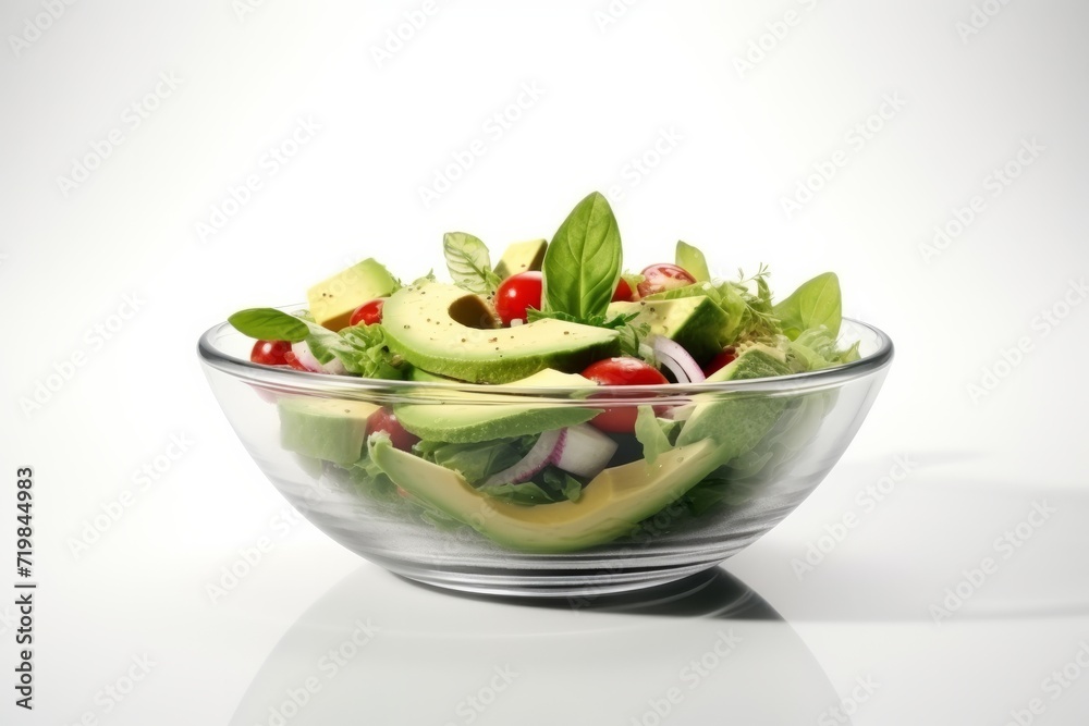 Avocado Salad, Aesthetic and Appetizing on a Clean White Background, Generative AI Avocado Salad, Aesthetic and Appetizing on a Clean White Background, Generative AI