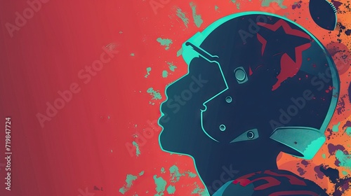 Close up silhoutte football player - AI Generated Abstract Art