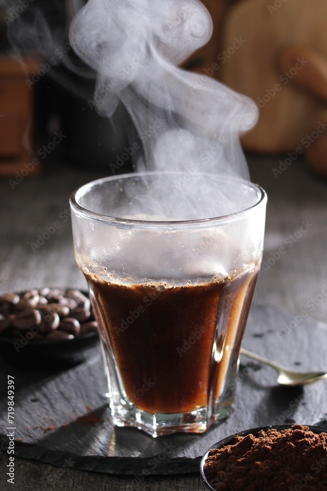 hot coffee on the table hot coffee on the table