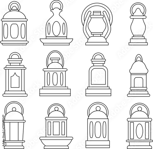 Set of Lantern Icons. Vector Illustration