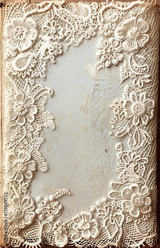 white floral Victorian lace with paper texture