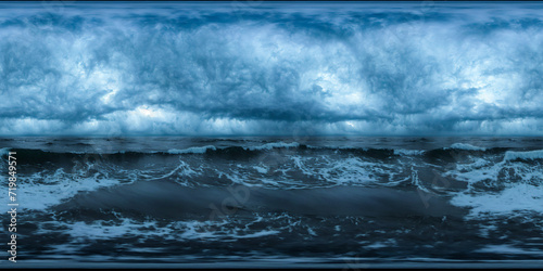 equirectangular panorama 360 degrees stormy sea