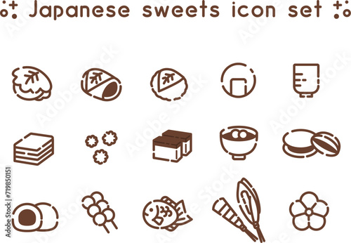 シンプルな和菓子のアイコンセット