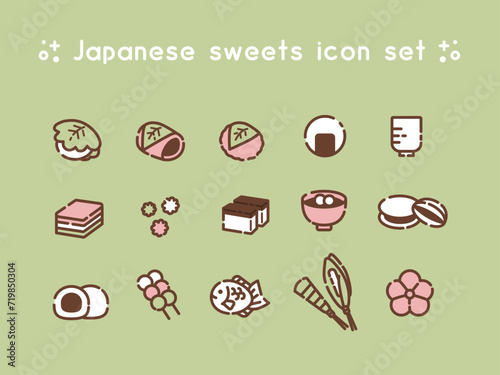 Foto シンプルな和菓子のアイコンセット_b