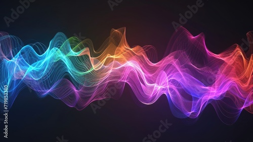 A rainbow of sound emanates from the speakers the vibrant waves pulsing with energy and intensity.