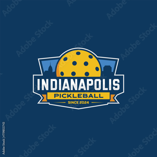 Indianapolis Skyline building with Pickleball Club Logo Design Inspiration