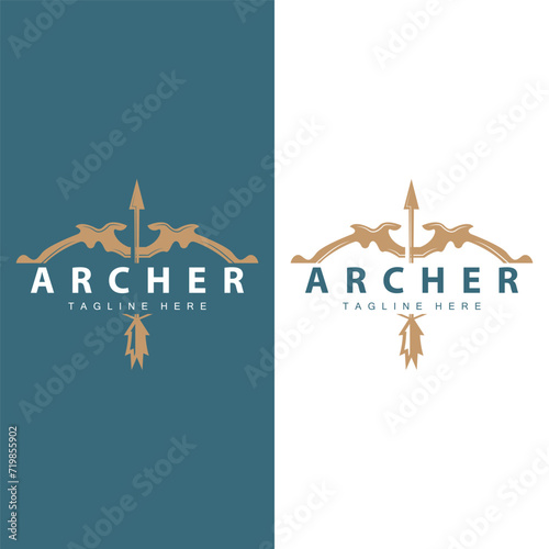 Archer logo vector vintage design old inspiration archer tool arrow template brand