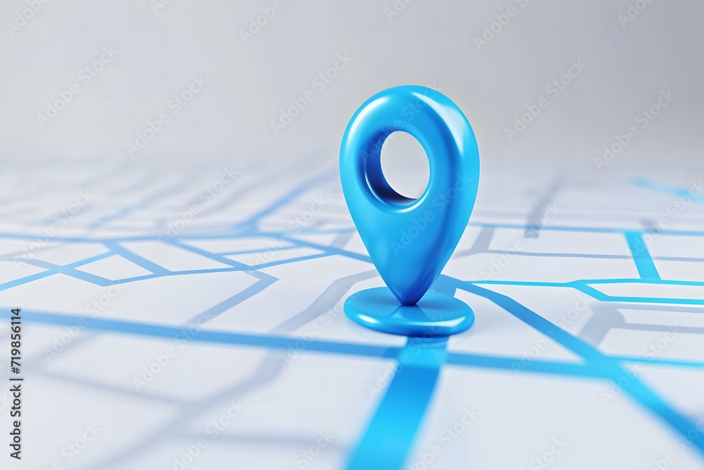 Fototapeta premium a blue map pointer on a white surface
