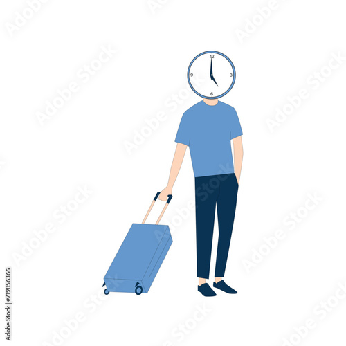 People Characters with Bags Suitcases and Backpack at the Airport hurry up for Departure Travelling