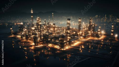 Aerial view oil refinery, refinery plant, refinery factory