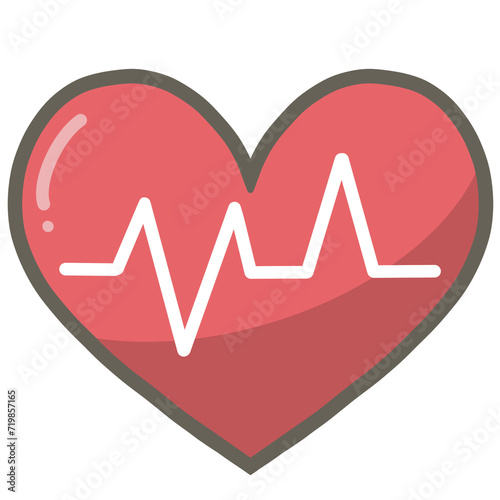 Cute pastel medical heart beat line icon simple illustration 