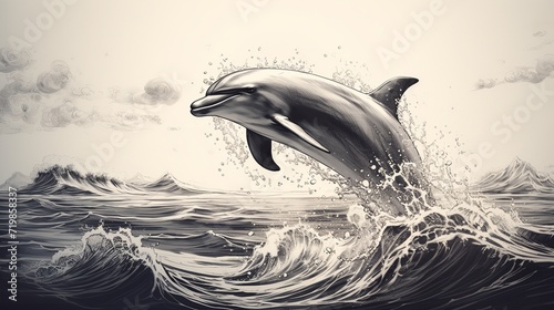 dolphin isolated on white background. Watercolor. Illustration.