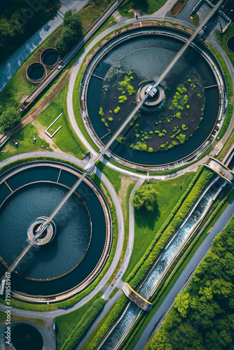 Water treatment plant. Recycling plant top view