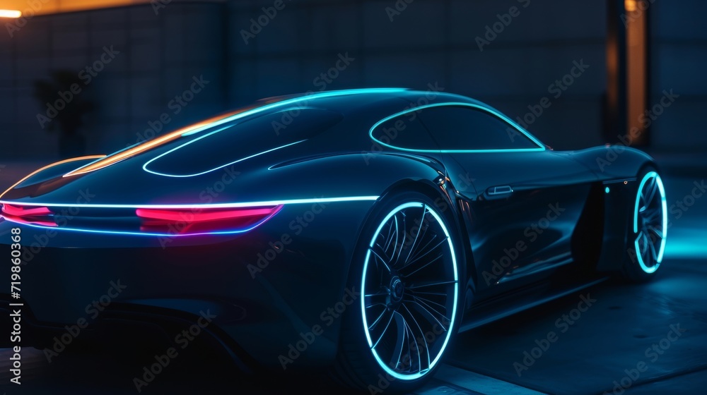 Luminous lines of electric blue light trace the curves and contours of the rear windshield adding a touch of modernity to the cars design. Luminous lines of electric blue light trace the curves and contours of the rear windshield adding a touch of modernity to the cars design.