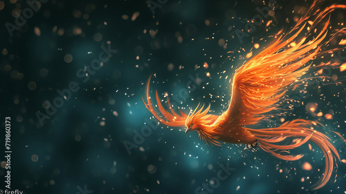 The mythical firebird, Firefly, ignites the night with its mystical presence - AI Generative.