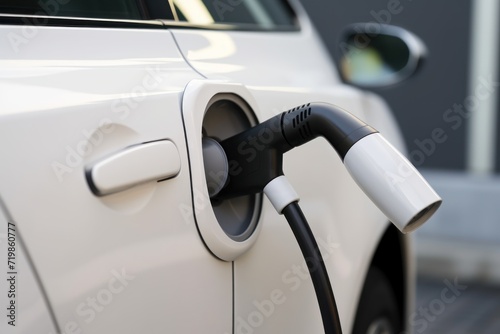 Close-up of Fast electric car charger on white background 
