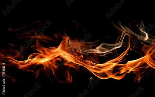 flames on black background,created with Generative AI tecnology.  © henvryfo