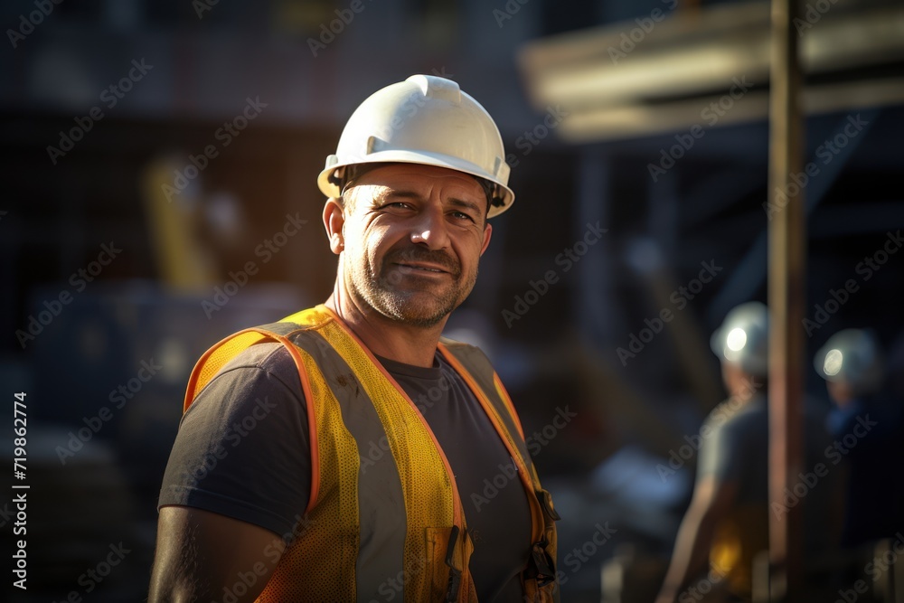 construction worker and portrait with a smile for engineering and building renovation job. construction worker and portrait with a smile for engineering and building renovation job.