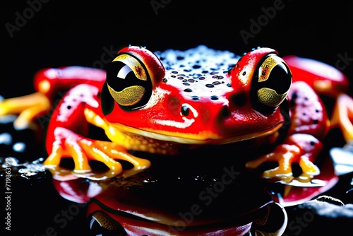 red frog on a leaf