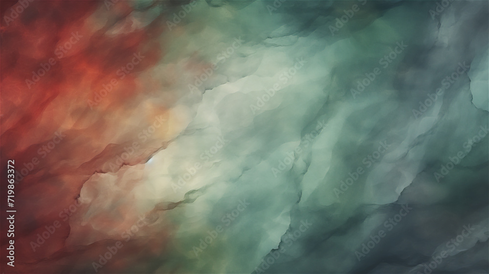 Deep Sea to Sunrise : Red and cyan gradient smoke flow background
