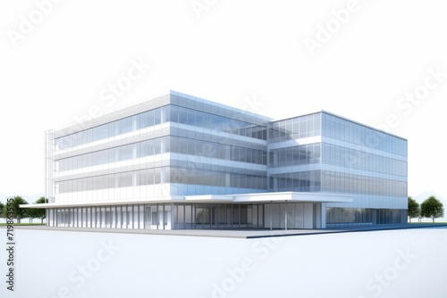 Modern Office Building Exterior  Highlighted on an Isolated White Canvas  Generative AI