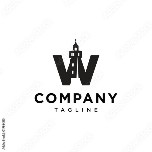 Letter W Lighthouse logo icon vector template