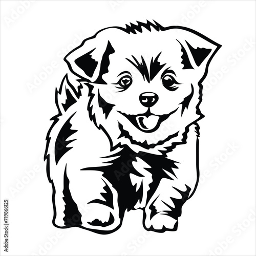 Puppy on black and white vector for illustration and background