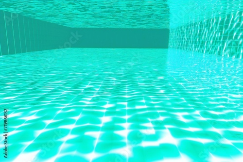 Abstract of a turquoise swimming pool with reflection