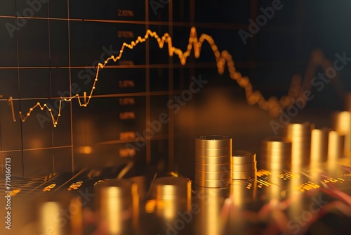gold bullion and financial charts