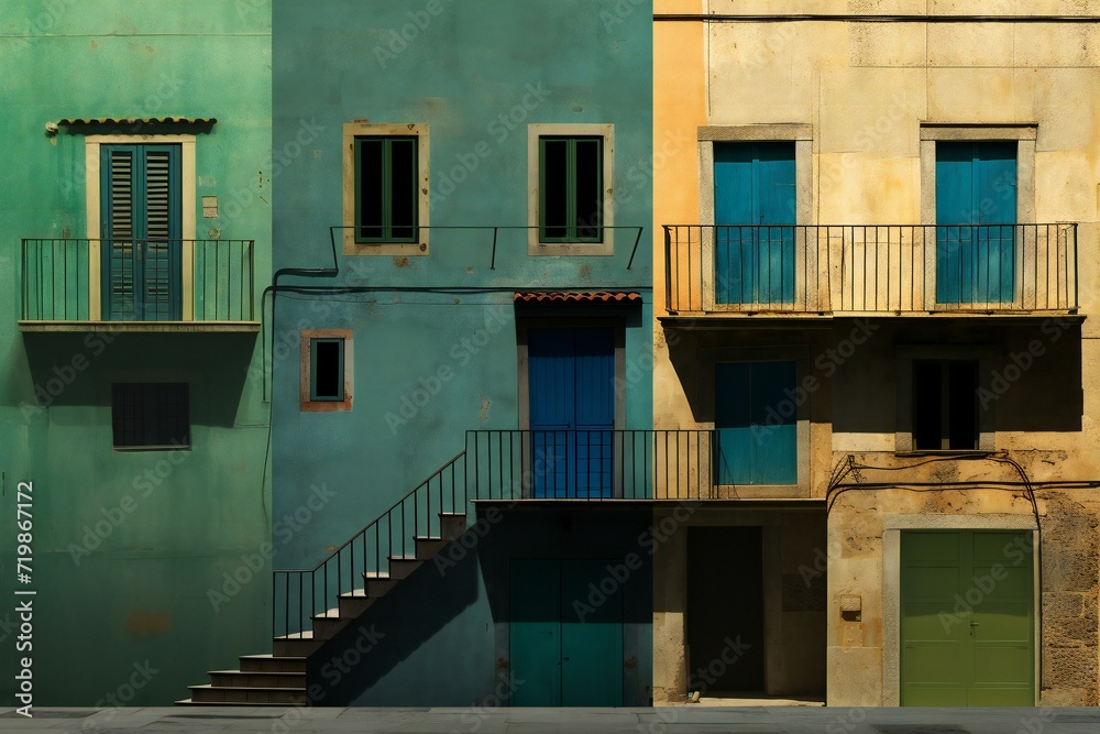Colorful houses in Cagliari, Sardinia, Italy