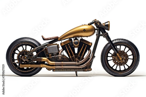 Vintage custom motorcycle on a white background
