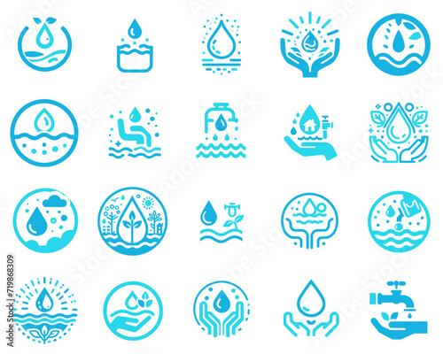 Liquid and Aqua Symbol Collection, Waterdrop Icon Graphics Bundle