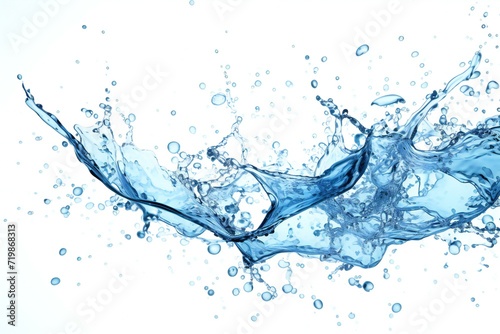 Blue water splash macro close up isolated on white background