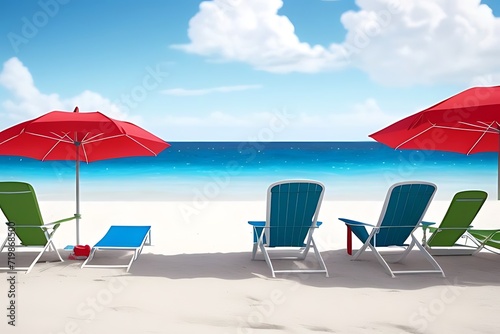  Escape to Paradise: Unwind on a White Sandy Beach with Comfortable Beach Chairs and Umbrellas photo