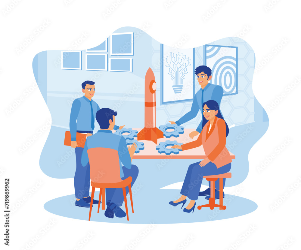 Male manager flying using a rocket to improve company business. Businessman holding rocket concept. Flat vector illustration. Flat vector illustration. Male manager flying using a rocket to improve company business. Businessman holding rocket concept. Flat vector illustration. Flat vector illustration.