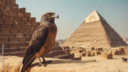 Eagle on desert. eagle is the hunting of wild animals in their natural state and habitat by means of a trained bird of prey.