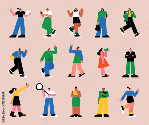 flat vector illustration. A set of many people in various poses. vol.4