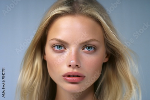 Portrait of beautiful young woman with clean fresh skin, natural make-up