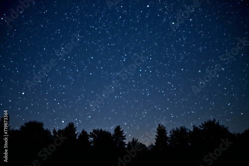 Night starry sky with stars and silhouettes of trees, Background