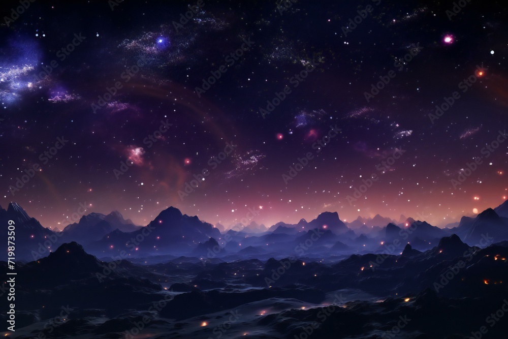 Fantasy alien planet with nebula and stars