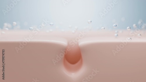 Cleansing bubble remove oil and clogged pore, tighten pores and acne prevention concept. 3D rendering. photo