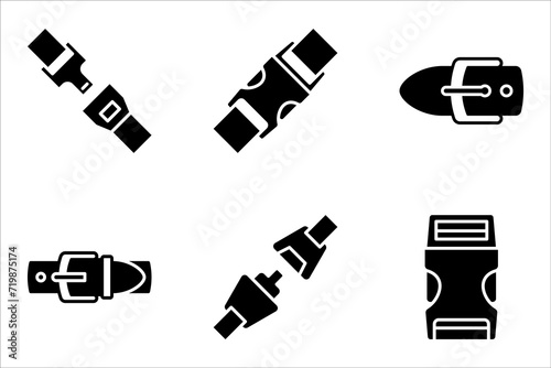 buckle icon set. backpack buckle vector. metal belt buckle vector icons on white background