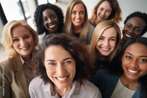 Group of business women teamwork  Diversity  portrait selfie with crossed arms. 