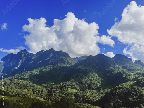 mountains and clouds with beautiful blue sky 