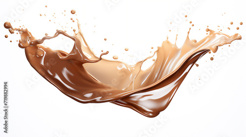 chocolate milk liquid splash isolated on white background, 