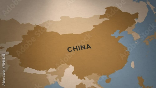 Old Paper Map of China